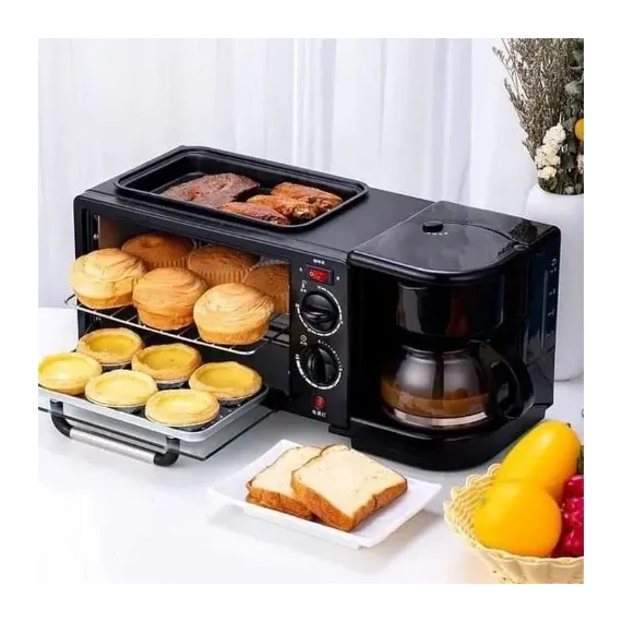 Kenwood KW-206 Többfunkciós 3in1 reggelizőgép, 1200 W, 12 l sütő kapacitás, Fekete