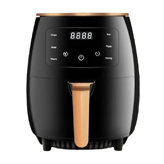 KIMIYO KIM2400W6L LCD kijelzős Air Fryer, 2400W, 6 literes, Nagy kapacitású, Egészséges olajmentes sütés, Fekete-Arany