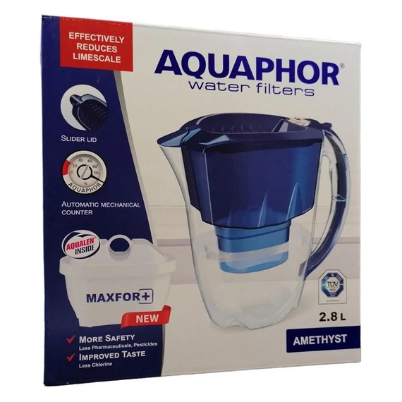 Aquaphor vízszűrő kancsó, Amethyst kék, B100-25 betéttel 1db, 2.8 l