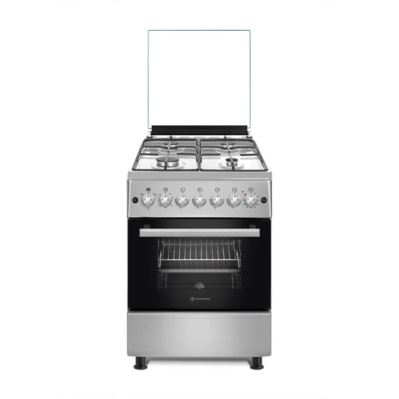 Novacook F6B40EF INX kombinált tűzhely, 4 égőfej, 66 L, Grill, Nyárs, Légkeverés, Inox