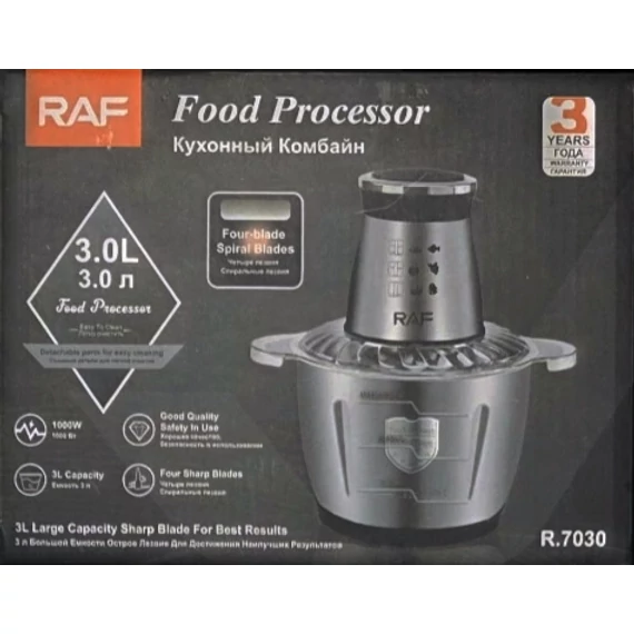 RAF R.7030 Prémium Rozsdamentes Konyhai Aprító, 3 l, 1000 W