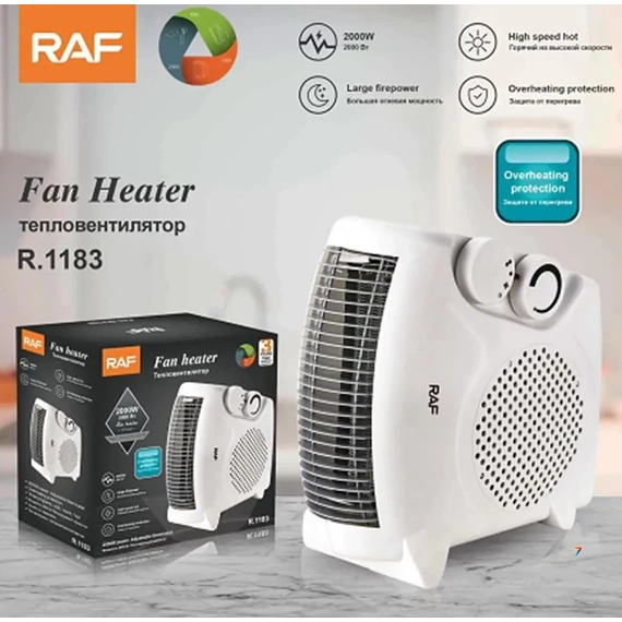 RAF S.1183 Padlón álló elektromos fűtőberendezés, 2000 W / Szélfúvós ventilátoros fűtőberendezés, Fehér