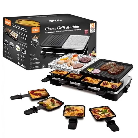 RAF R.5425 Többfunkciós Asztali Grill és Raclette Sütő, 1500W, Tapadásmentes felület, Fekete-Szürke