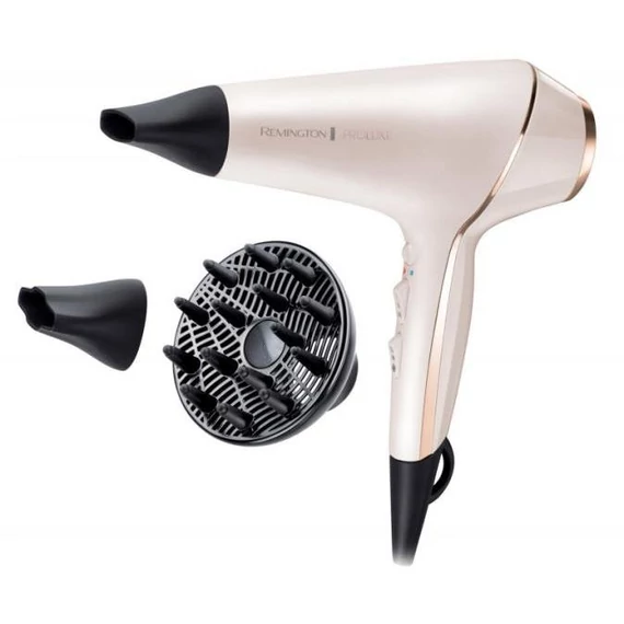 Remington PROluxe AC9140 Hajszárító, 2400 W, Ionizáció, OPTIheat, PRO + Style Shot funkció, 3 hő- és 2 sebesség fokozat, Cool Shot, 2 szűkítőfej, Diffúzor, Fehér