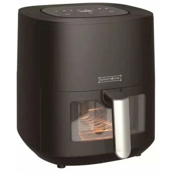 Royalty Line AF-5607D Betekintőablakos Forrólevegős Sütő, Air Fryer, 6,5 Literes, 1700W, Fekete