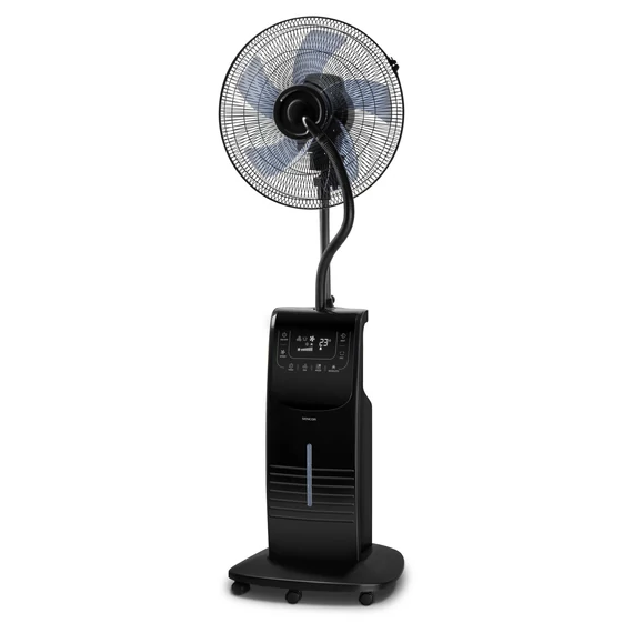 Sencor SFN 1054BK Vízpermetes Álló Ventillátor, Ø 40cm, 90 W, Kivehető víztartály, Párásítás, Ionizálás, Oszcillálás, Digitális kijelző, Fokozatmentesen állítható, Távirányító, Fekete