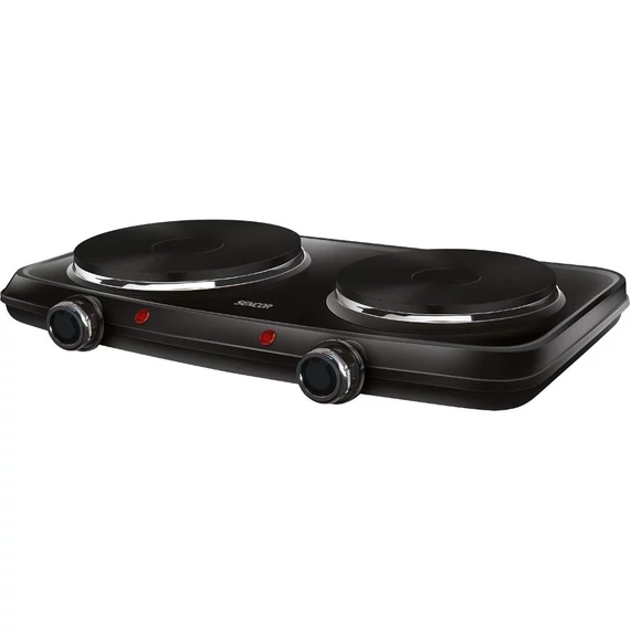 Sencor SCP 2254BK-EUE4 Elektromos főzőlap, 2500W, Dupla főzőzóna, Öntvény lapok, Állítható termosztát, Fekete