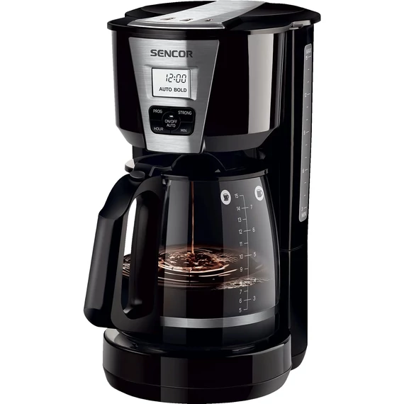 SENCOR SCE 5070BK Filteres kávéfőző, 1000W, 15 csészés, 1.8 l Üveg kancsó, praktikus fedéllel, Fekete