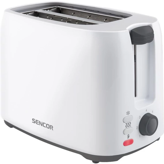 Sencor STS 2606WH Kenyérpirító, 750W, 2 szeletes, 7 fokozat, Magas kiemelés, Kiolvasztás, Melegen tartás, Fehér