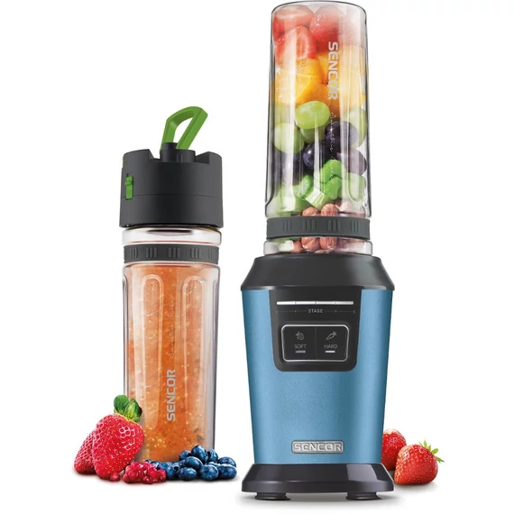 Sencor SBL 7172BL Smoothie készítő, 800W, 600ml-es Tritan ütésálló palack, Automatikus programok, Kék