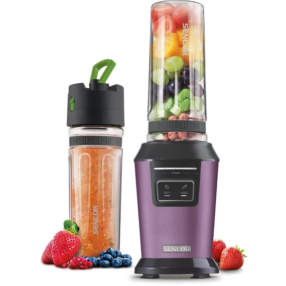 Sencor SBL 7173VT Smoothie készítő, 800W, 600ml-es Tritan ütésálló palack, Automatikus programok, Lila