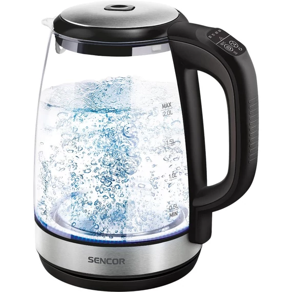 Sencor SWK 2090BK Vízforraló, 2 L, 2200W, Állítható hőmérséklet, Melegen tartó funkció, Fekete