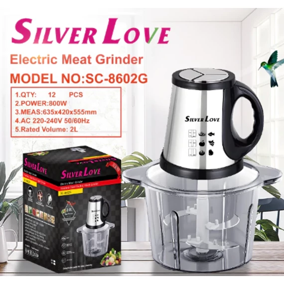 SILVER LOVE SC-8602G 2 L HÚS-GYÜMÖLCS-ZÖLDSÉG DARÁLÓ 800W 