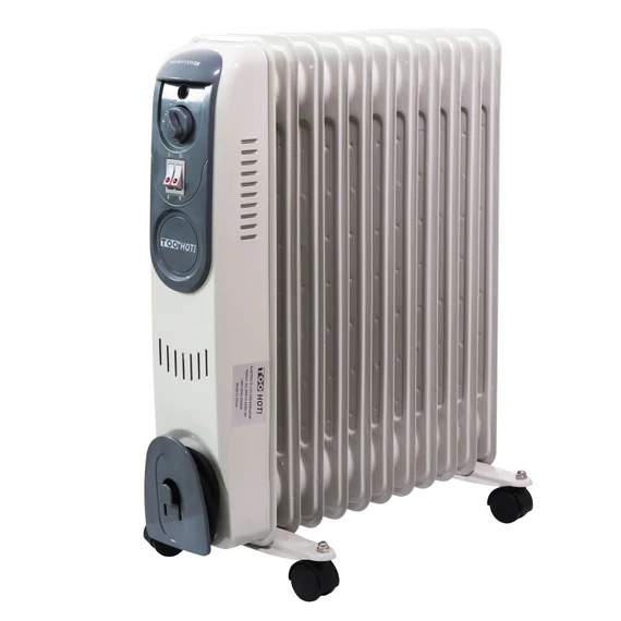 TOO OFR-11-2500-121 11 tagú elektromos olajradiátor, 2500W, Hőfokszabályozó, 2 fűtési fokozat, Termosztát, Túlmelegedés elleni védelem, Felbillenés esetén kikapcsol, Szürke