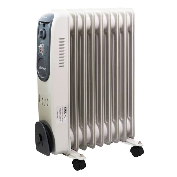 TOO OFR-9-2000-121 9 tagú elektromos olajradiátor, 2000W, Hőfokszabályozó, 2 fűtési fokozat, Termosztát, Túlmelegedés elleni védelem, Felbillenés esetén kikapcsol, Szürke