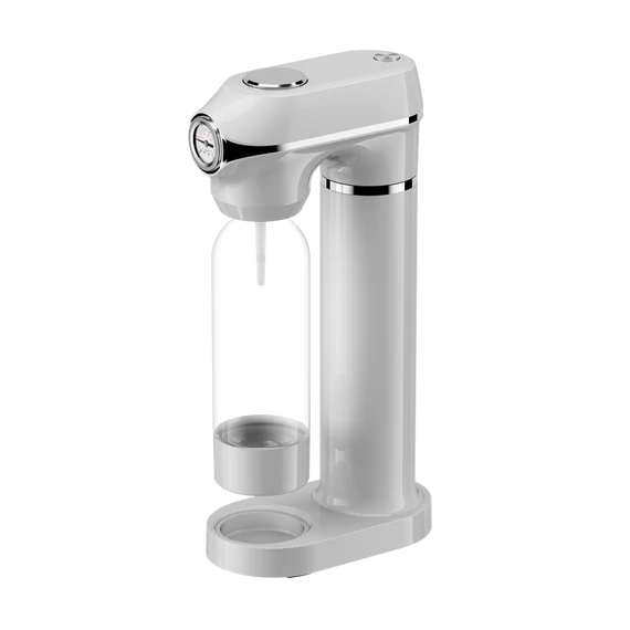 TOO SODA-M-100-W Szódagép nyomásmérővel, 1 literes palackkal, PATRON NÉLKÜL, Fehér