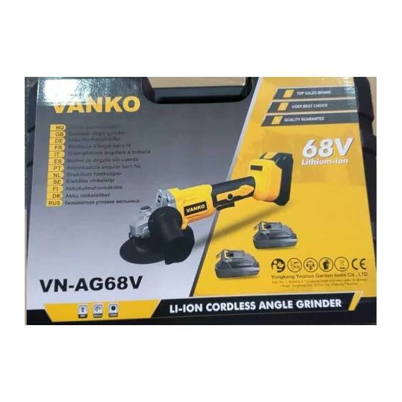 Vanko AN-AG68V Akkumulátoros sarokcsiszoló Flex, 68 V, 230 NM nyomaték, 0-3000 fordulat/perc