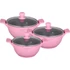 Kép 1/3 - Cheffinger CF-LC01 6 részes Lábas készlet, Fedővel, Rózsaszín 
