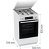 Kép 8/13 - Gorenje GK5C42WJ, Szabadonálló, Gáz, Kombinált tűzhely, Főzőzóna 4, Sütő 62L, A energiaosztály, Grill, Fehér-Fekete