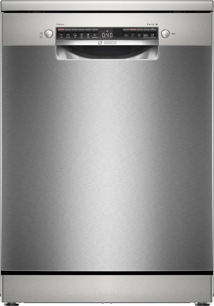 Bosch SMS4HVI02E Serie 4 Szabadonálló kondenzációs mosogatógép, 60 cm, 14 teríték, 6 program, D energiaosztály, iNOX