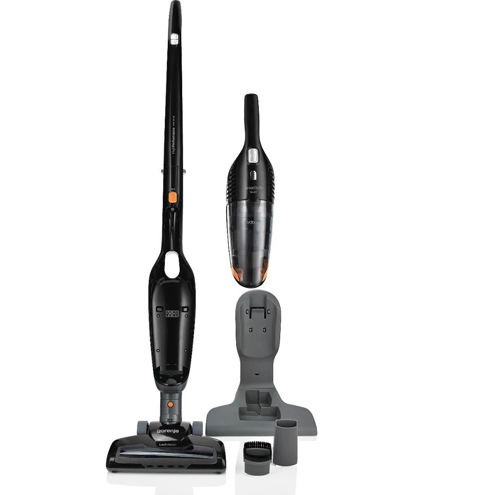 Gorenje SVC144FBK 2 az 1-ben vezeték nélküli Álló porszívó • Tisztítás típusa: Száraz •Porzsák nélküli • Szűrőrendszer: HEPA + Ciklon • Energia ellátás: Akkumulátoros • Zajszint: 78 dB • Tartály űrtartalma: 0,6 l • Üzemidő: 38 perc • Feltöltési idő: 6 óra