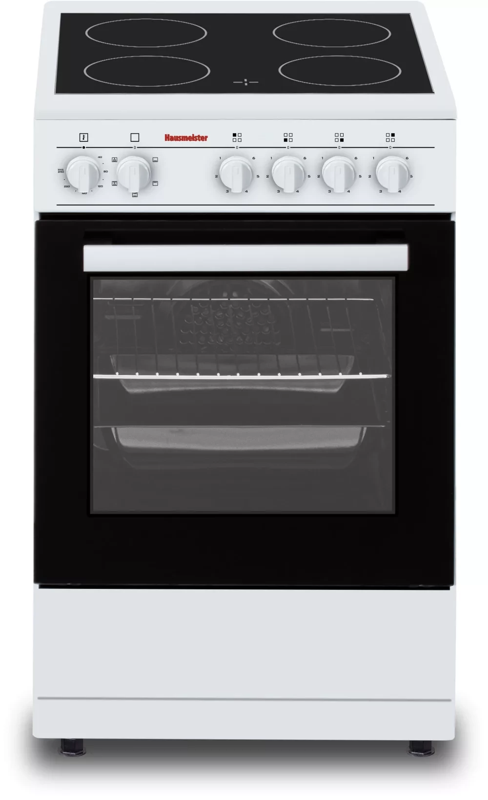 Hausmeister HM 5028 Kerámialapos tűzhely, A Energiaosztály, Max teljesítmény 7600W sütő+főzőlapok, Fehér színű
