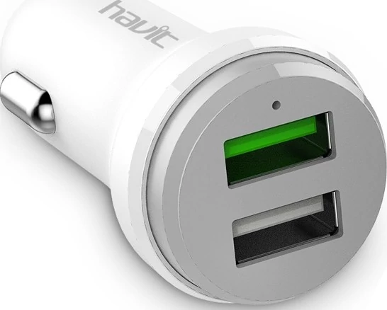 Havit HV-UC515WG  2- es USB  autós töltő szivargyújtóba, 2.4 A, Fehér-szürke