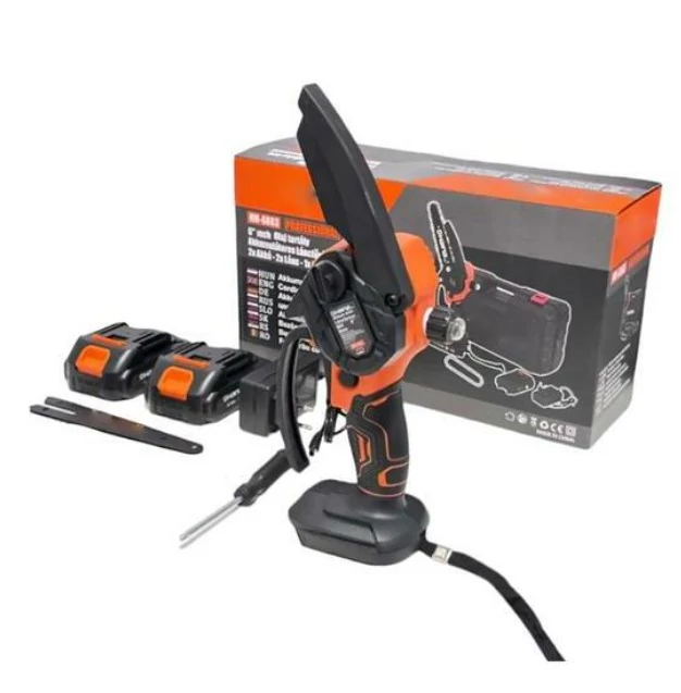 Hayami HA-1001 Akkumulátoros Láncfűrész, 15.24 cm vágási hossz, 2 db 48 V/4000 mAh akkumulátorral, 1 db lánc, 1 db hosszított vezető