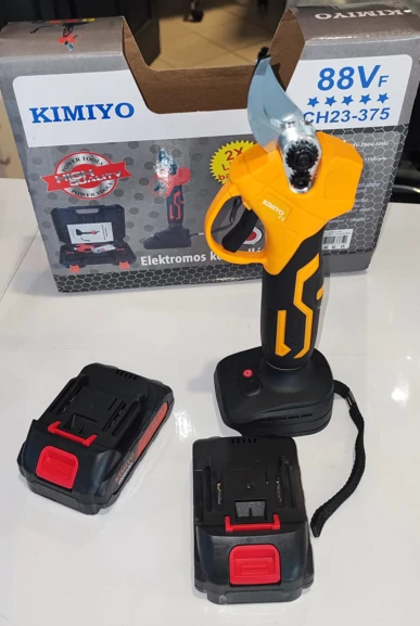Kimiyo CH23-375 akkumulátoros ágvágó kerti metszőolló, 2 db 2000 mAh Li-Ion akkumulátorral 