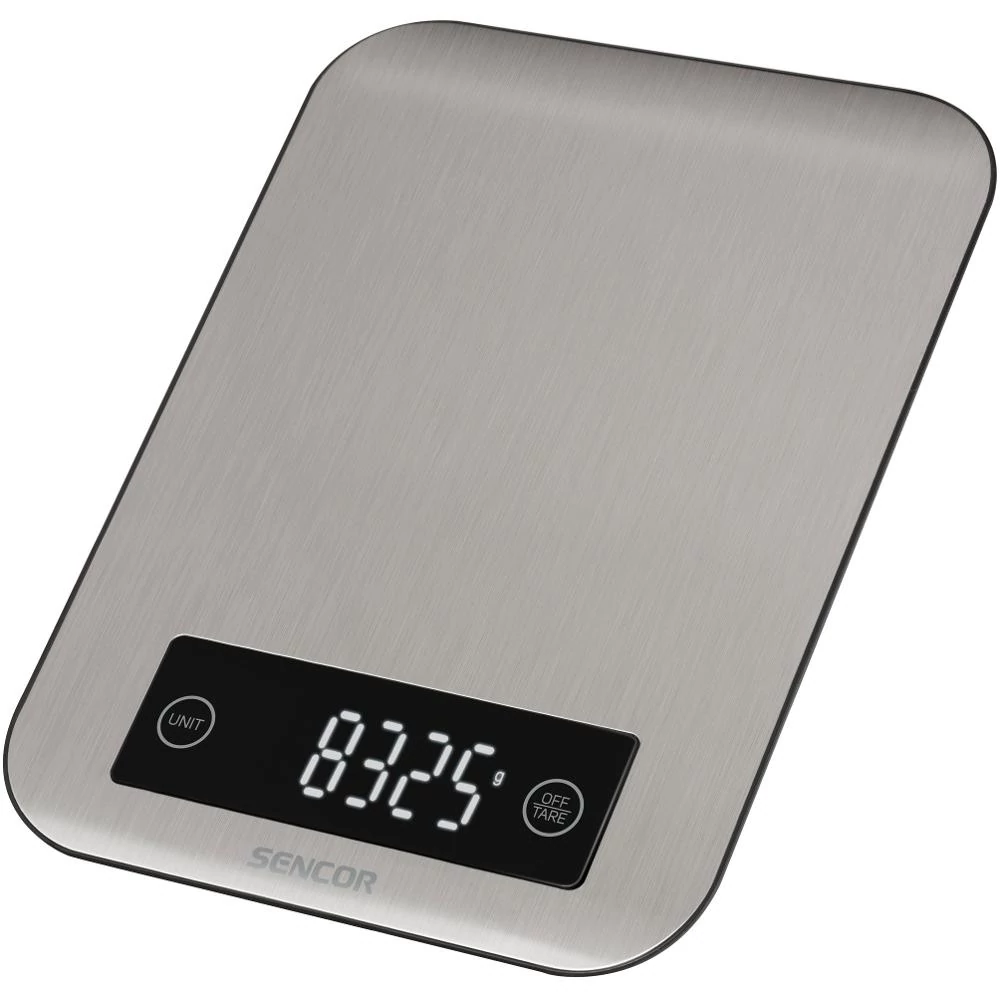 Sencor SKS 7100SS Konyhai mérleg, 10kg/1g, LCD kijelző, Tenzometrikus érzékelők, Rozsdamentes acél