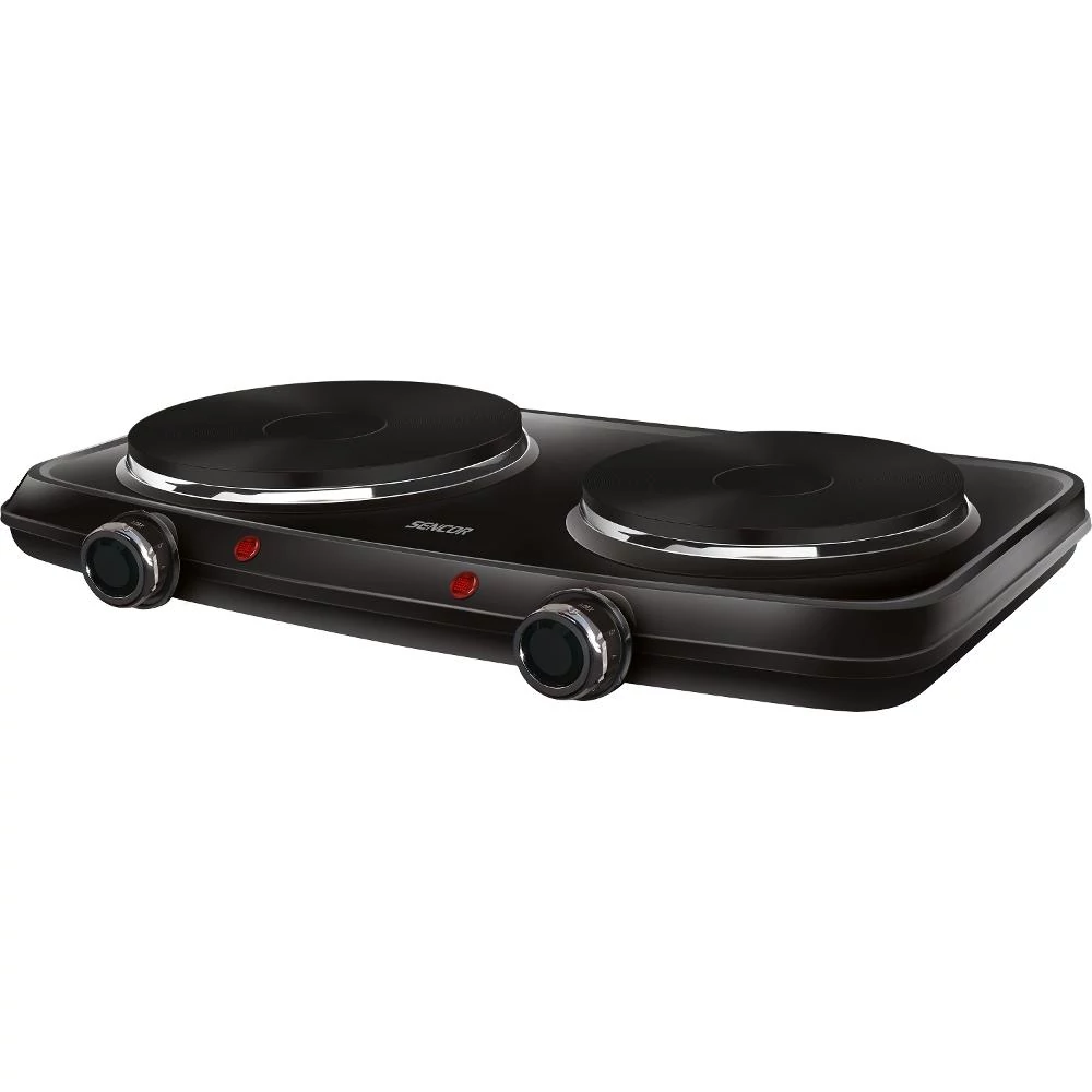 Sencor SCP 2254BK-EUE4 Elektromos főzőlap, 2500W, Dupla főzőzóna, Öntvény lapok, Állítható termosztát, Fekete