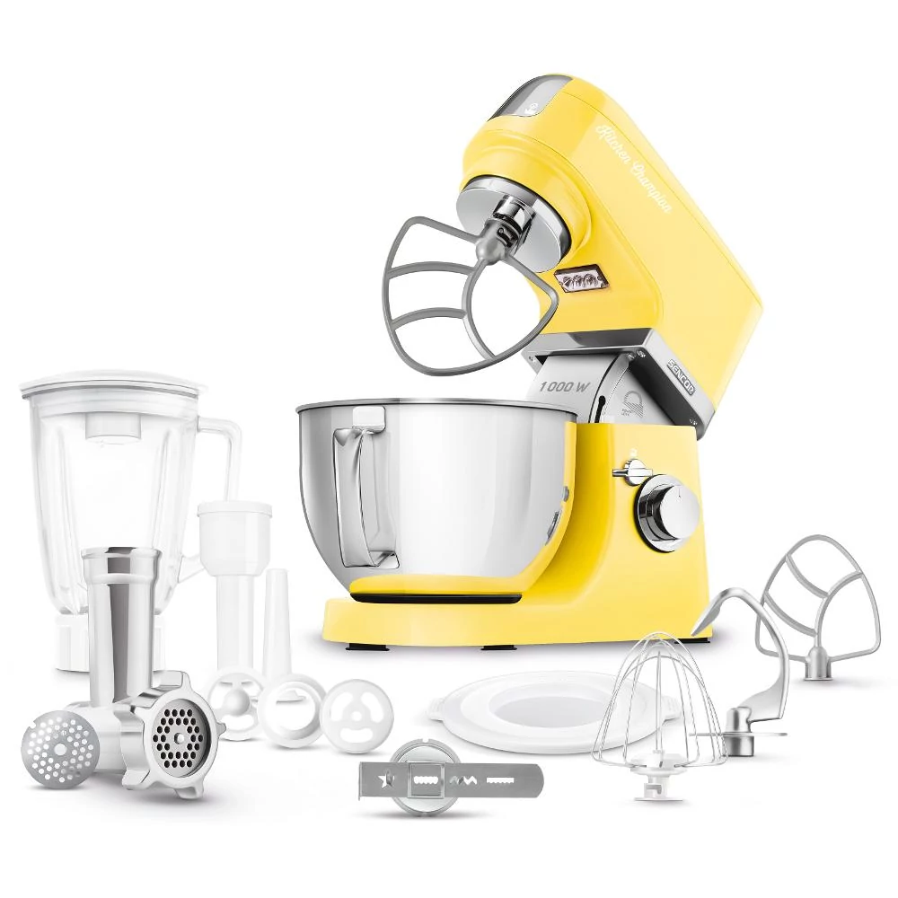 Sencor STM 6356YL Konyhai robotgép, 1000W, 4,5 Literes edény, Mixer, Húsdaráló, Kolbásztöltő, Sárga