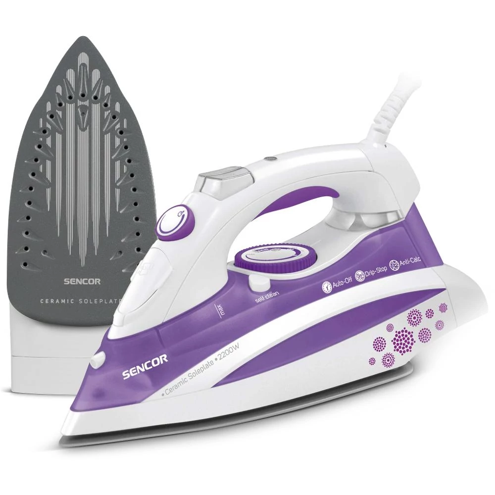 Sencor SSI 8441VT Vasaló, 2200W, Kerámia talp, 380ml víztartály, Függőleges gőzölés, Automata kikapcsolás, Lila
