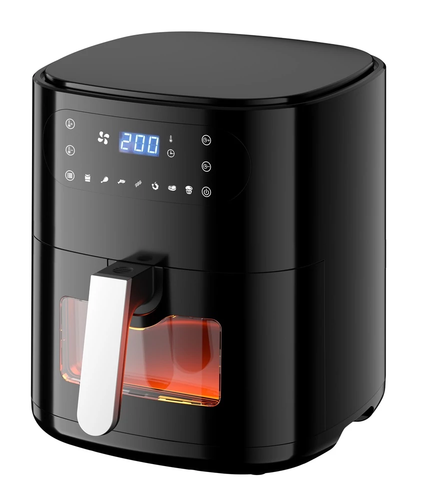 TOO forrólevegős sütő (air fryer/airfryer) AF-650-B 1500 W, 6 L, Digitális vezérléssel, Betekintő ablakkal, Fekete