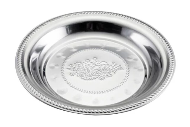 Victor V144-60 rozsdamentes kerek tálca, 60 cm átmérő, Thai virág mintával