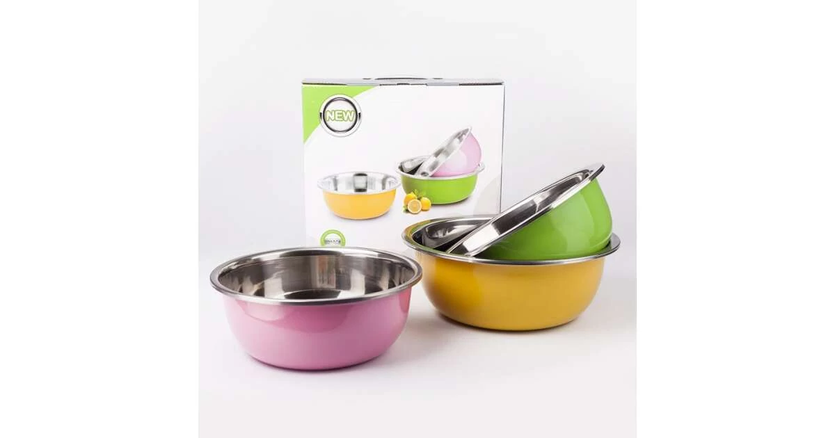  Victor színes, 3 részes, rozsdamentes keverőtál szett V-TLG03 22cmx24cmx26cm