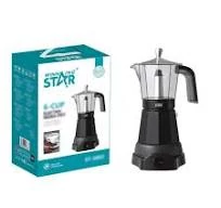 Winning Star ST-6802 Elektromos Moka Kávéfőző, 480W, 6 csészés, Fekete 